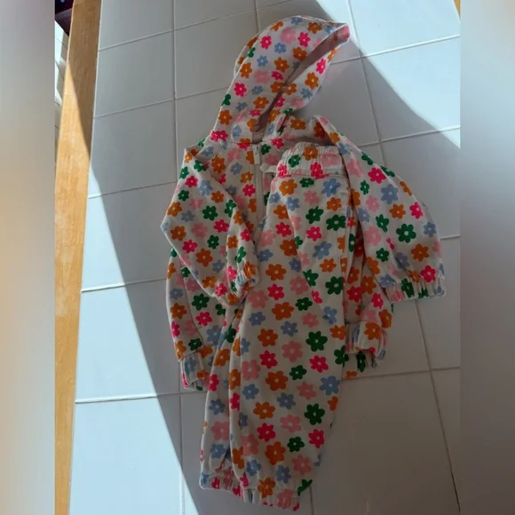 Old Navy Baby Girls Toddler Matching Floral Sweatsuit Set 18-24m Zip Hoodie - Picture 12 of 12